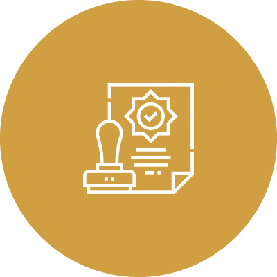 Certificate and stamp icon