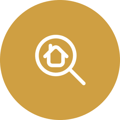 Real estate inspection icon in gold